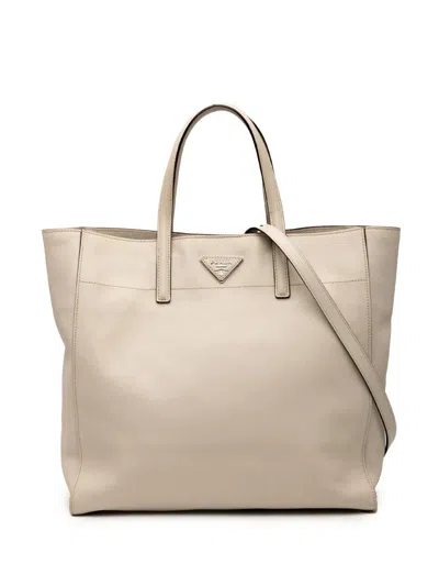 Pre-owned Prada 2010-2025 Saffiano Soft Shopping Tote Satchel In Brown