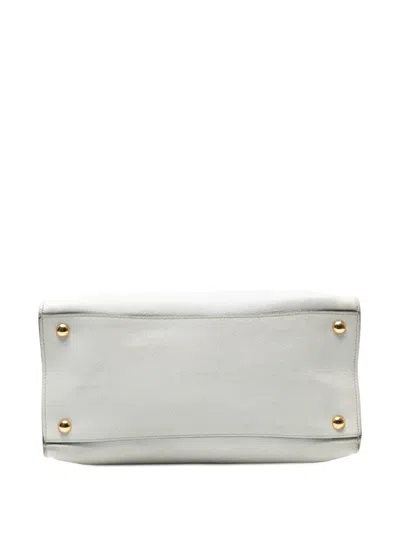 Pre-owned Prada 2010-2025 Saffiano Soft Triple Pocket Tote Satchel In White