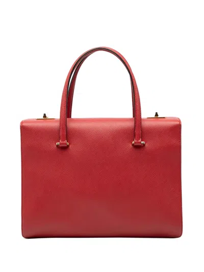 Pre-owned Prada 2010-2025 Saffiano Turnlock Handbag In Red
