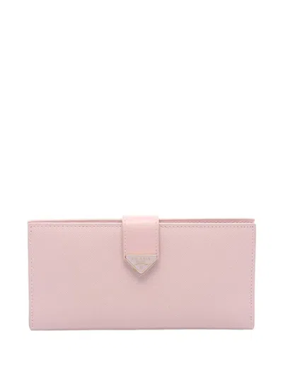 Pre-owned Prada 2010-2025 Saffiano Wallet Long Wallets In Pink