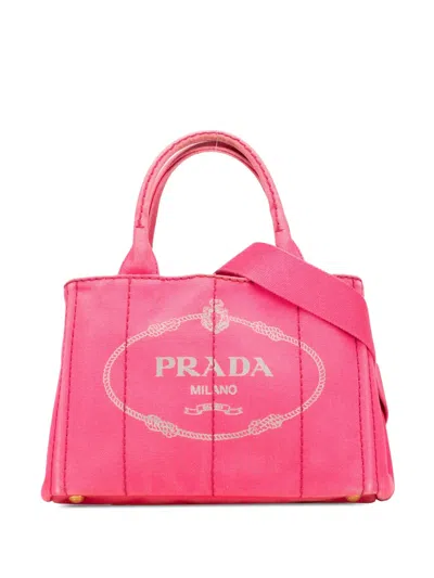 Pre-owned Prada 2010-2025 Small Canvas Canapa Logo Satchel In Pink