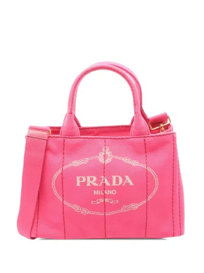 Pre-owned Prada 2010-2025 Small Canvas Canapa Logo Satchel In Pink