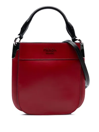 Pre-owned Prada 2010-2025 Small City Calf Margit Satchel In Red