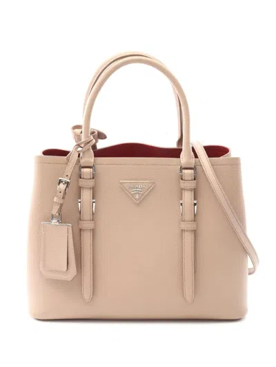 Pre-owned Prada 2010-2025 Small Saffiano Cuir Double Handle Satchel In Pink