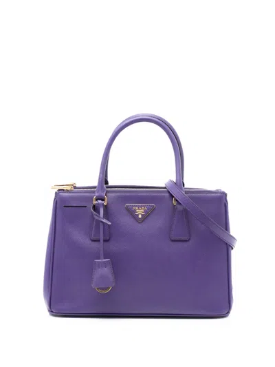 Pre-owned Prada 2010-2025 Small Saffiano Lux Galleria Double Zip Satchel In Purple