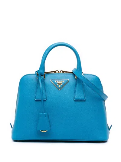 Pre-owned Prada 2010-2025 Small Saffiano Lux Promenade Satchel In Blue