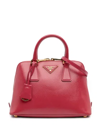 Pre-owned Prada 2010-2025 Small Saffiano Vernice Promenade Satchel In Pink