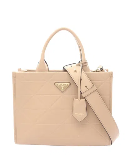 Pre-owned Prada 2010-2025 Small Soft Calf Symbole Satchel In Brown