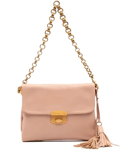 Pre-owned Prada 2010-2025 Soft Calf Tassel Chain Shoulder Bag In Pink