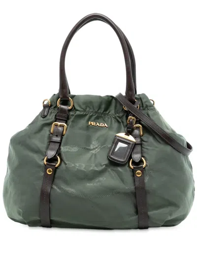 Pre-owned Prada 2010-2025 Tessuto Canapa Logo Satchel In Green