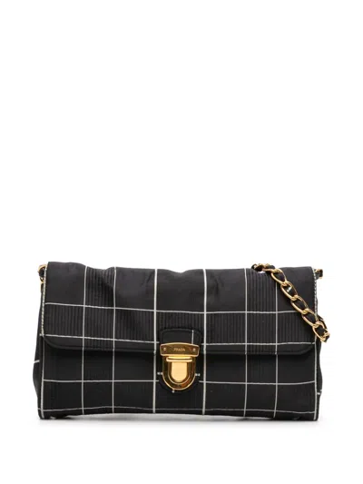 Pre-owned Prada 2010-2025 Tessuto Chain Crossbody Bag In Black