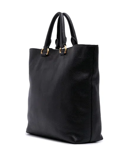 Pre-owned Prada 2010-2025 Vitello Daino Open Convertible Tote Satchel In Black
