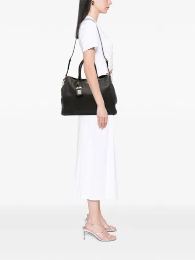 Pre-owned Prada 2010-2025 Vitello Daino Open Convertible Tote Satchel In Black