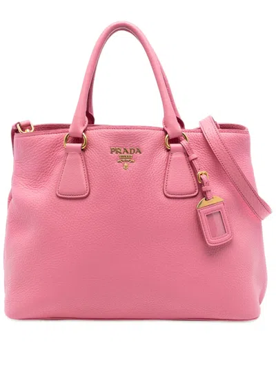 Pre-owned Prada 2010-2025 Vitello Daino Open Convertible Tote Satchel In Pink