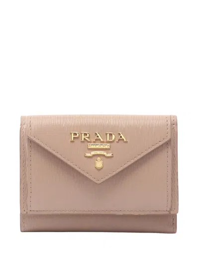 Pre-owned Prada 2010-2025 Vitello Move Wallet Small Wallets In Pink