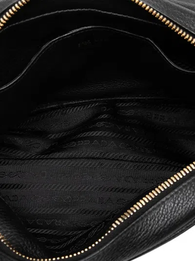 Pre-owned Prada 2010-2025 Vitello Phenix Flap Crossbody Bag In Black