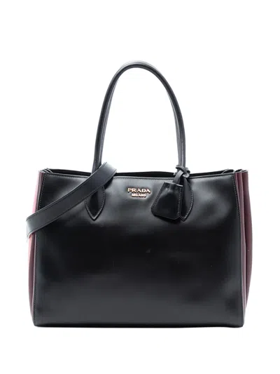 Pre-owned Prada 2010-2026 City Calf Bibliotheque Satchel In Black
