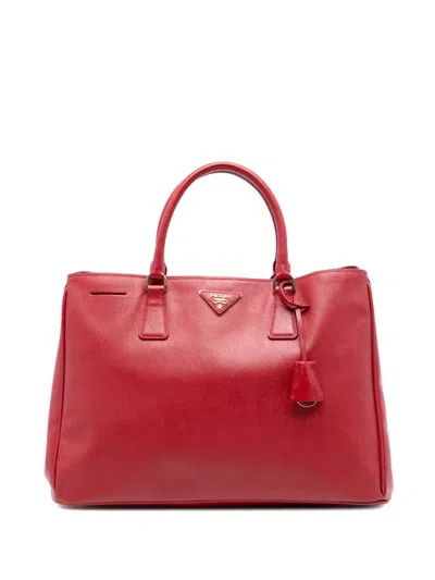 Pre-owned Prada 2010-2026 Large Saffiano Lux Galleria Satchel In Red