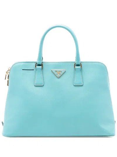 Pre-owned Prada 2010-2026 Large Saffiano Lux Promenade Satchel In Blue