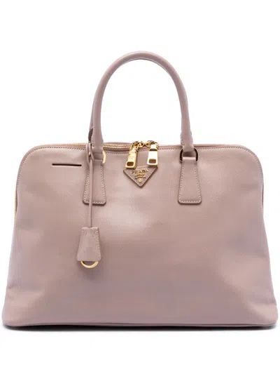 Pre-owned Prada 2010-2026 Large Saffiano Lux Promenade Satchel In Pink