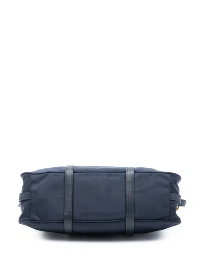 Pre-owned Prada 2010-2026 Soft Calf Trimmed Tessuto Satchel In Blue
