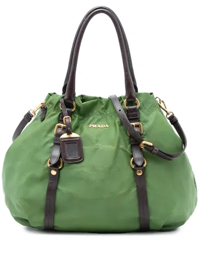 Pre-owned Prada 2010-2026 Tessuto Canapa Logo Satchel In Brown