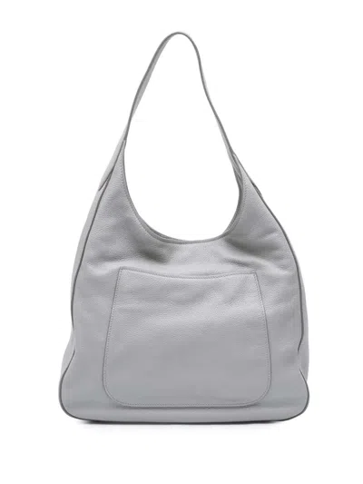 Pre-owned Prada 2010-2026 Vitello Daino Front Pocket Shoulder Bag In Gray