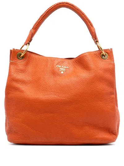 Pre-owned Prada 2010-2026 Vitello Daino Hobo Bag In Orange