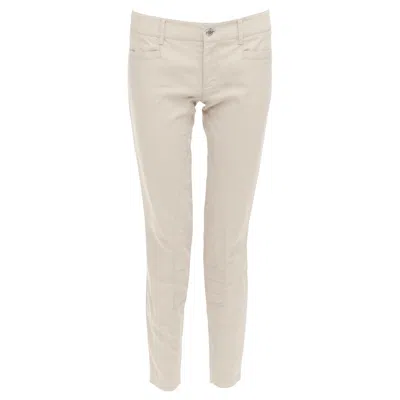 Pre-owned Prada 2010 Beige Cotton Blend Low Waist Tapered Pants It40 S In Brown