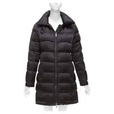 Pre-owned Prada 2010 Black Shiny Nylon Hooded Quilted Long Sleeve Puffer Coat It42 M