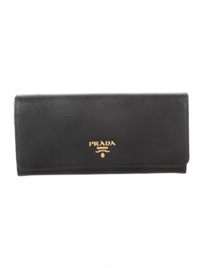 Pre-owned Prada 2010's Continental Wallet In Black