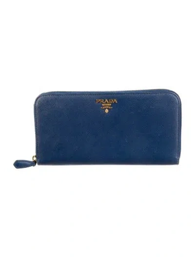 Pre-owned Prada 2010's Continental Wallet In Blue