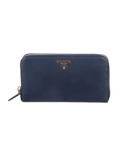 Pre-owned Prada 2010's Continental Wallet In Blue
