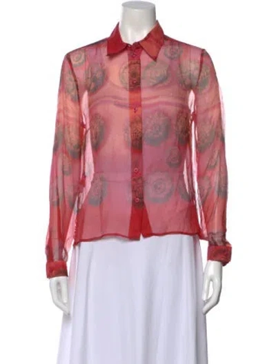 Pre-owned Prada 2010's Floral Print Blouse In Red