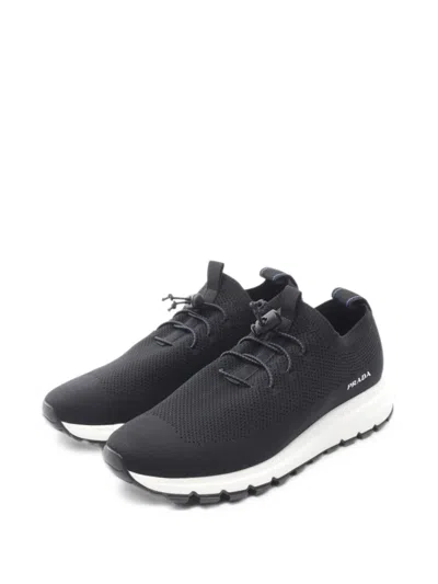Pre-owned Prada 2010 Knit Mesh Sneakers In Black