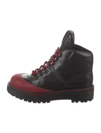 Pre-owned Prada 2010's Leather Combat Boots In Black
