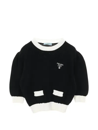 Pre-owned Prada 2010's Logo Knit Sweater In Black