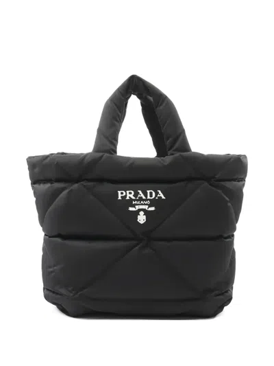 Pre-owned Prada 2010's Nylon Quilted Tote Bag In Black