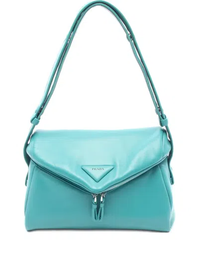 Pre-owned Prada 2010 Padded Nappa Leather Shoulder Bag In Blue