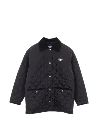 Pre-owned Prada 2010 Re-nylon Quilted Jacket In Black