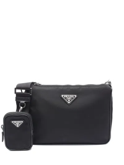Pre-owned Prada 2010 Saffiano Travel Shoulder Bag In Black