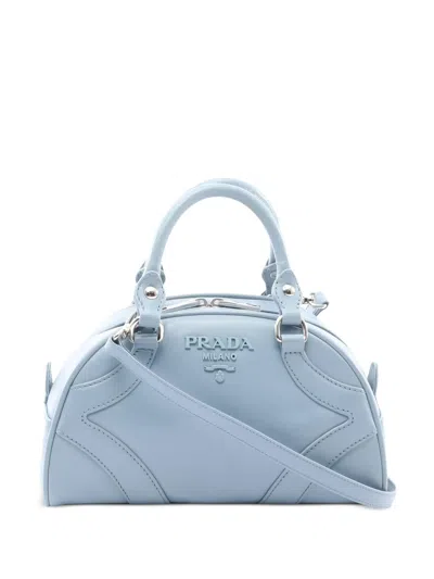 Pre-owned Prada 2010's Soft Leather 2 Way Tote Bag In Blue