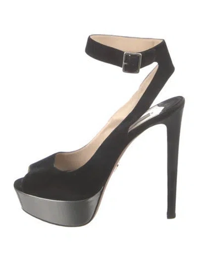 Pre-owned Prada 2010's Suede Sandals In Black
