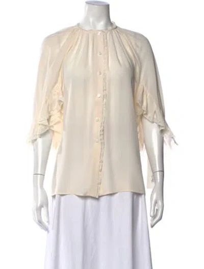 Pre-owned Prada 2010's Three-quarter Sleeve Blouse In Neutrals