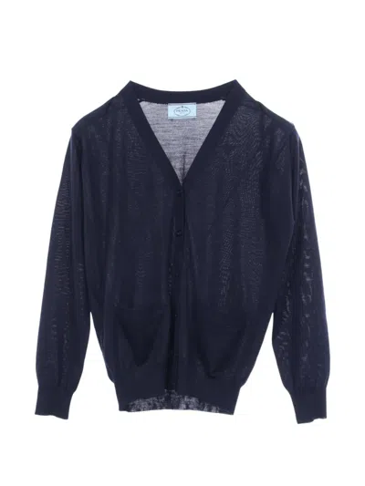 Pre-owned Prada 2010 V-neck Cardigan In Blue