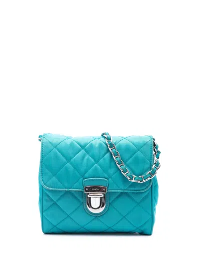 Pre-owned Prada 2010-2016 Impuntu Tessuto Chain Crossbody Bag In Blue