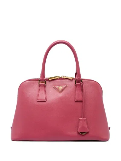 Pre-owned Prada 2010-2016 Medium Saffiano Lux Promenade Satchel In Pink