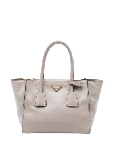 Pre-owned Prada 2010-2025 Glace Calf Twin Pocket Double Handle Satchel In Neutral