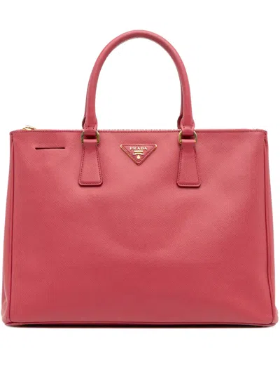 Pre-owned Prada 2010-2025 Large Saffiano Lux Galleria Double Zip Tote Bag In Pink