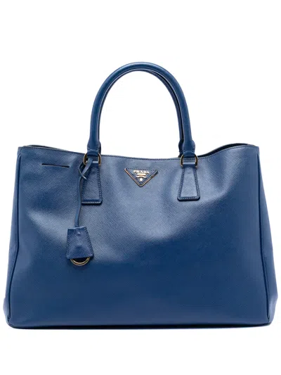 Pre-owned Prada 2010-2025 Large Saffiano Lux Galleria Satchel In Blue